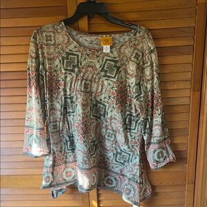 Ruby Rd. Geometric Print Women's 3/4 Sleeve Top